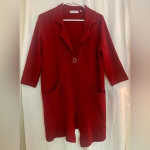 Patrizia Luca Burgundy Sweater Cardigan Coat Size M